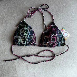 DP Black Print Triangle Bikini Top Size S